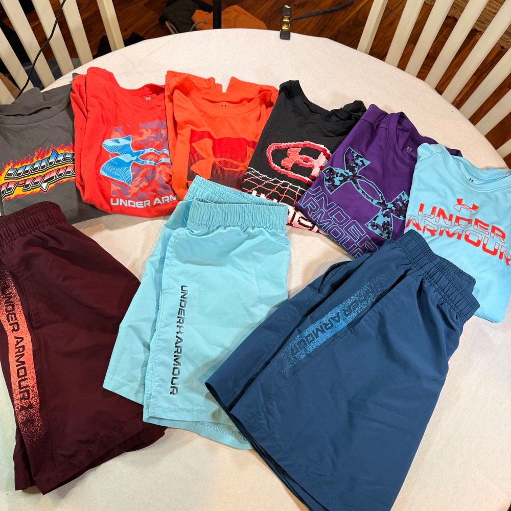 Under Armour Shirts Shorts Lot 9 Boys L Multicolor Activewear Sporty School Gym